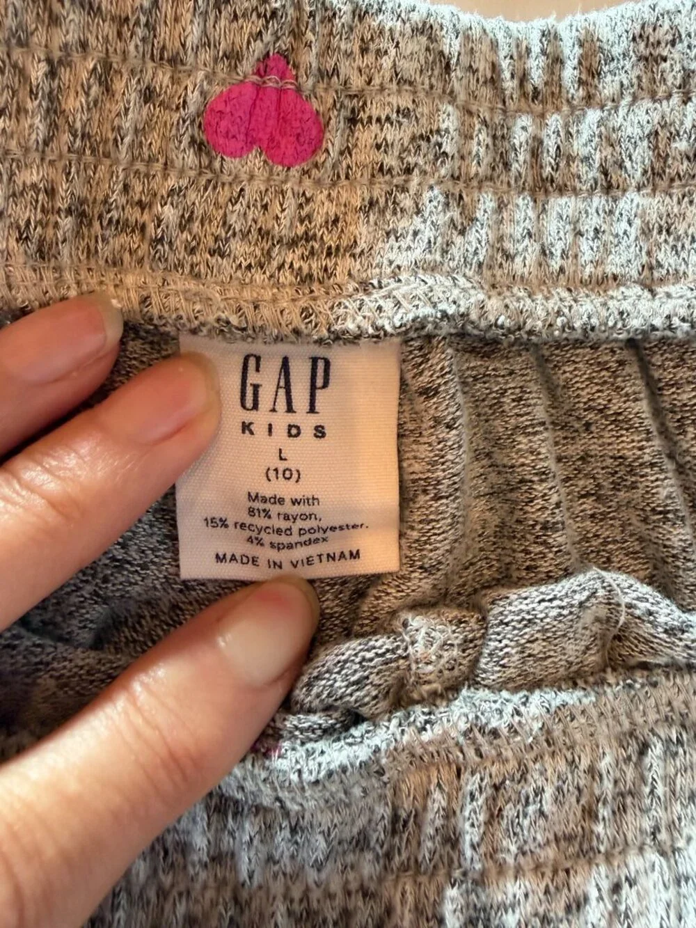 Gap Kids Gray Pink Heart Jogger Pants Girls L 10 Cozy Lounge